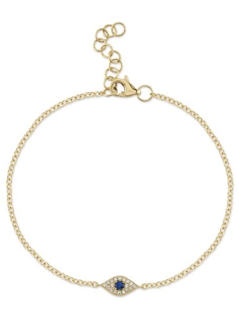 14K Gold Evil Eye Chain Bracelet with Sapphire and Diamonds
